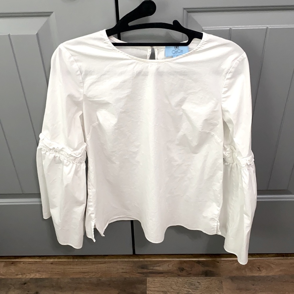 White Bell Sleeve Blouse